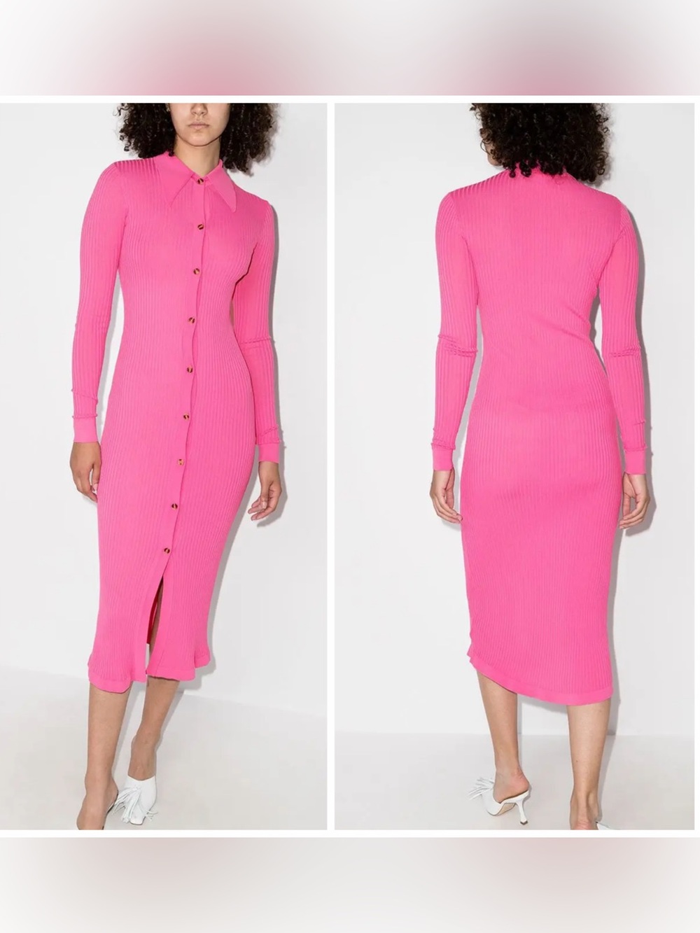 DODO BAR OR Ella Ribbed-Knit Midi Shirt Dress, size EU 42